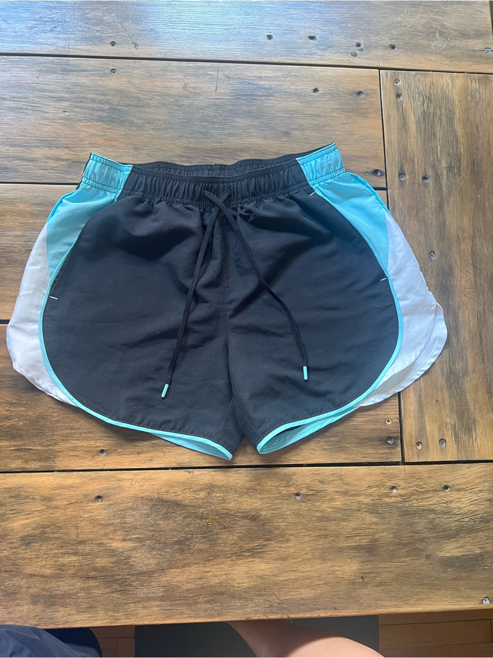 bcg Black Athletic Shorts with Aqua and White Panels